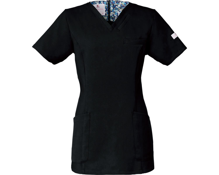 ★ポイント最大16倍★【全国配送可】-スクラブ HI700　ブラック　M フォーク　JAN 4589989532802 kt359648 取寄品 衣類 ユニフォーム トップ-【介護福祉用具】