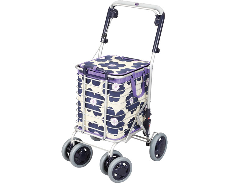 ★ポイント最大16倍★【全国配送可】-アルミワイヤーカート A-0245H　花柄青 ユーバ産業　JAN 4948902746380 kt379129 取寄品 歩行関連 シルバーカー ボックスタイプ-【介護福祉用具】