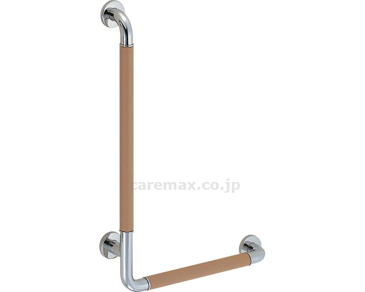 楽天【文具の月島堂】楽天市場店★ポイント最大16倍★【全国配送可】-φ35　革巻キ手スリL形（右） BR-871R　コーラルピンク・鏡面磨 シロクマ　JAN 4936350074575 kt411212 取寄品 住宅改修 手すり 屋内用・部材-【介護福祉用具】