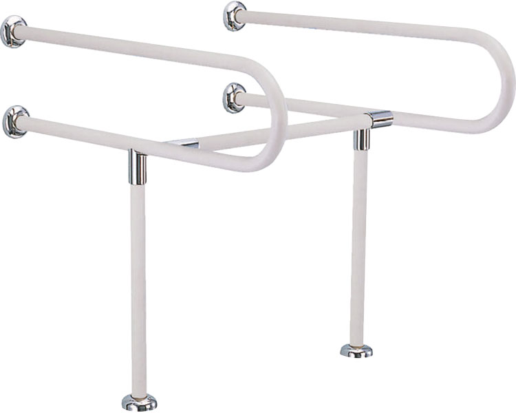 ★ポイント最大16倍★【全国配送可】-C形丸棒手すり【洗面器用】 No.858　ライトオーク（木目柄） シロクマ　JAN 4936350050760 kt415321 取寄品 排泄関連 トイレ周辺用具 トイレ用手すり-【介護福祉用具】