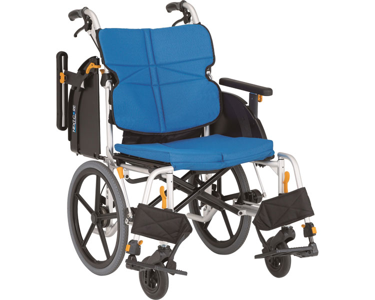 ★ポイント最大16倍★【全国配送可】-ネクストコア・ワイド介助　NEXT-62B HB 座幅46　♯F-2（ブルー） 松永製作所　JAN kt424699 取寄品 歩行関連 車いす 介助式-【介護福祉用具】