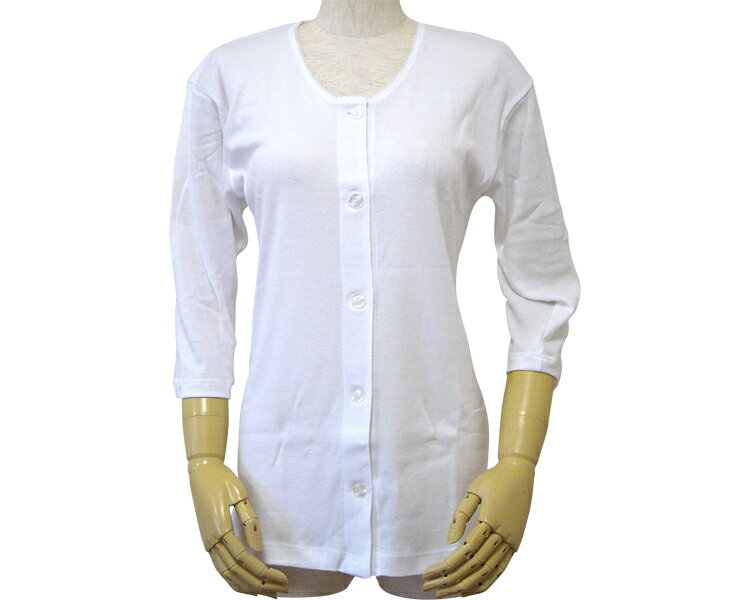 ★ポイント最大16倍★【全国配送可】-婦人前開きボタン式七分袖シャツ 43271　白　M ウエル　JAN 4544354422010 kt425719 取寄品 衣類 インナー 下着(上半身)-【介護福祉用具】(4)