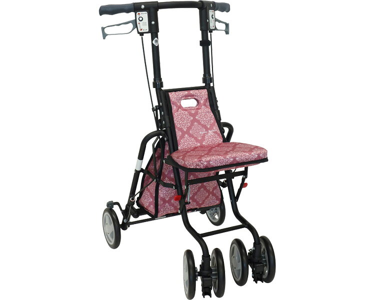 ★ポイント最大16倍★【全国配送可】-サニーウォーカーSP　小 ダマスクピンク 島製作所　JAN 4945528232877 kt427293 取寄品 歩行関連 シルバーカー コンパクトタイプ-【介護福祉用具】