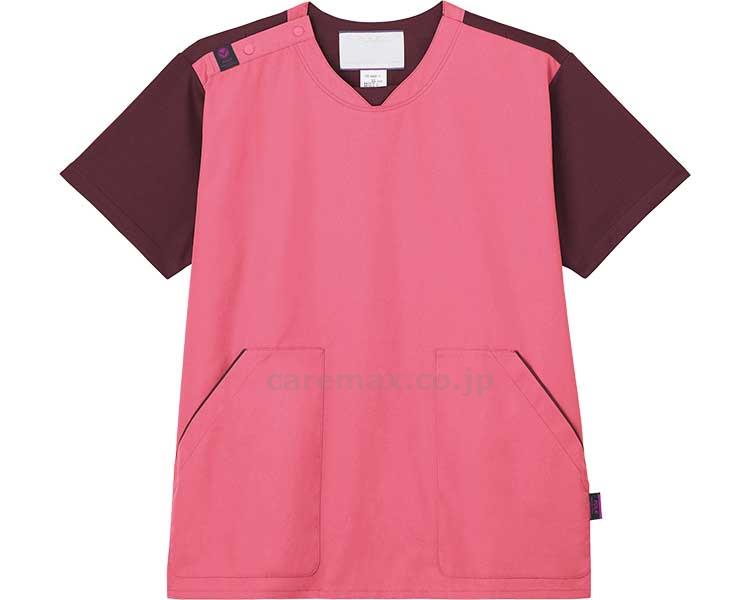 ★ポイント最大16倍★【全国配送可】-スクラブ CK703 ピンク×バーガンディ S フォーク JAN 4589457880404 kt482617 取寄品 衣類 ユニフォーム トップ-【介護福祉用具】