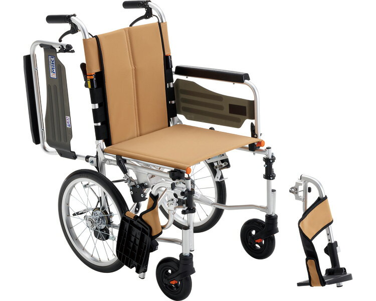 ★ポイント最大16倍★【全国配送可】-アルミ介助車いす　STR-4B イエローブラウン（S-17K） ミキ　JAN 4536697117081 kt472622 取寄品 歩行関連 車いす 介助式-【介護福祉用具】