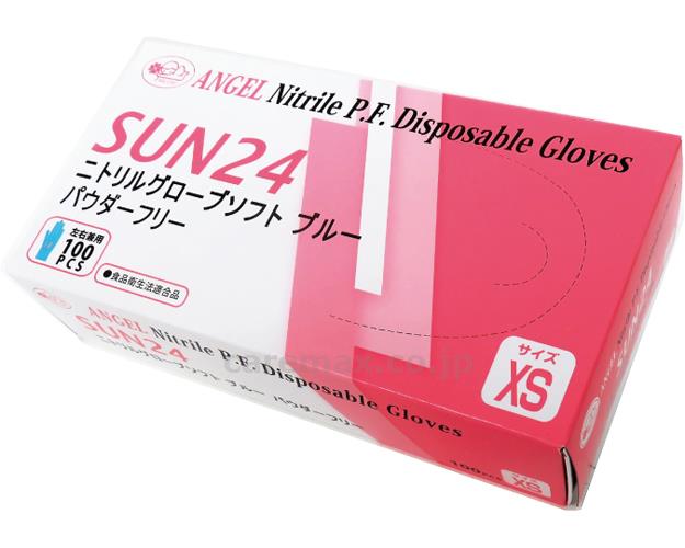 ★6/22-27 P最大27倍★【全国配送可】-ニトリルグローブソフトPF SUN24　ブルー　XS　100枚入 サンフラワー　JAN 4560326892131 kt500491 取寄品 医療・施設 手袋 ニトリル手袋-【介護福祉用具】