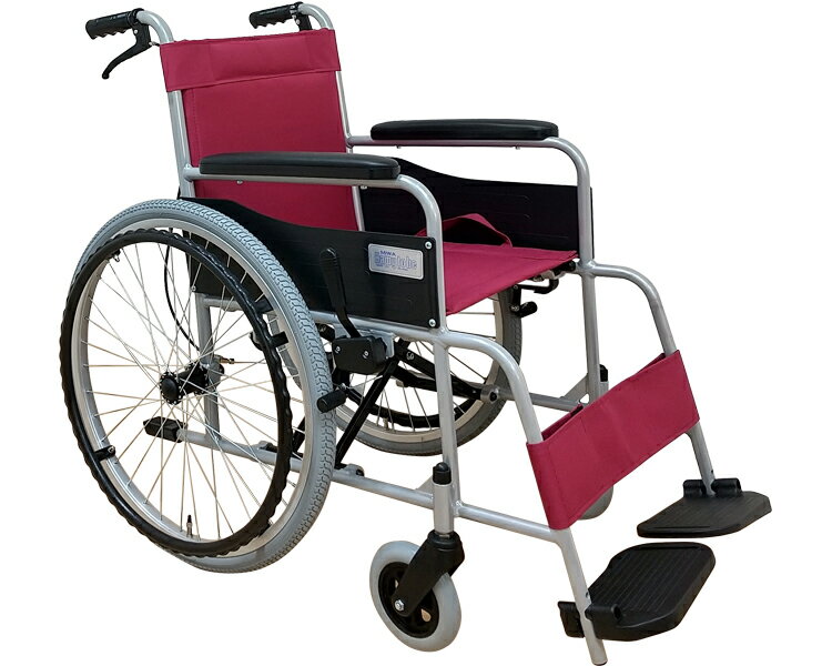 ★ポイント最大16倍★【全国配送可】-アルミ自走車いす　MGB22-ALN-WR ワインRD　ノーパンク 美和商事　J..