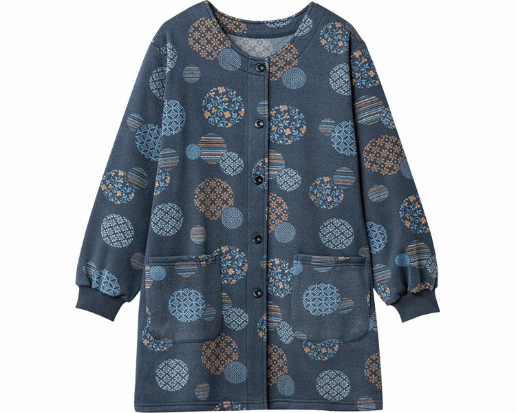 ★ポイント最大16倍★【全国配送可】-和柄ロング丈かっぽう着 まり柄　M-L セルヴァン　JAN 4985697261117 kt505945 取寄品 衣類 アウター トップス-【介護福祉用具】(4)