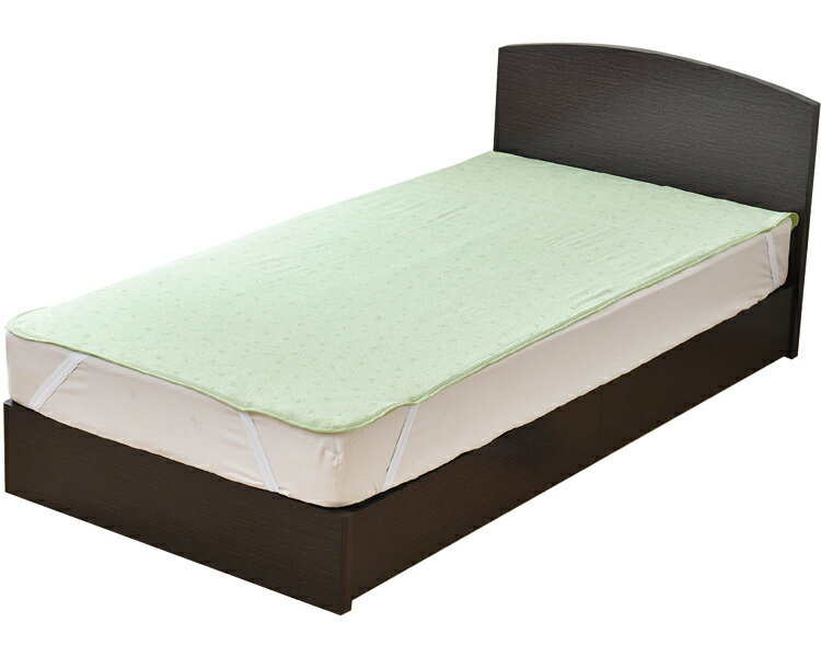 ★ポイント最大16倍★【全国配送可】-洗える防水シーツ　パイル素材　91×191cm AKH-262975　花柄グリーン..