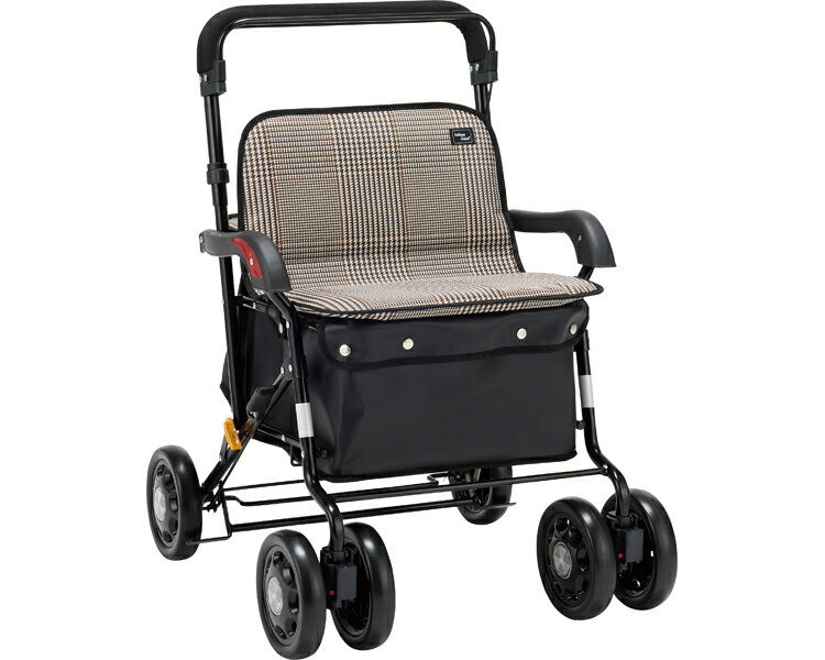 ★ポイント最大16倍★【全国配送可】-ワイドブル NOB-42KC　黒チェック マキテック　JAN 4968501790409 kt514426 取寄品 歩行関連 シルバーカー ボックスタイプ-【介護福祉用具】