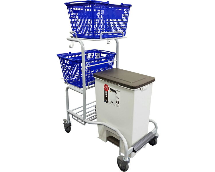 ★ポイント最大16倍★【全国配送可】-おむつ交換台車　買物かご2個付 YS-830　ライトグレー 大和産業　JA..