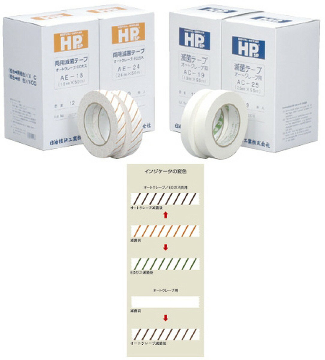 ★ポイント最大16倍★【送料無料】-HP滅菌テープ（9巻入） AC-25(25MMX55M) 品番 my03-2782-01-- 1入り-【MY医科器機】JAN 4560126090126