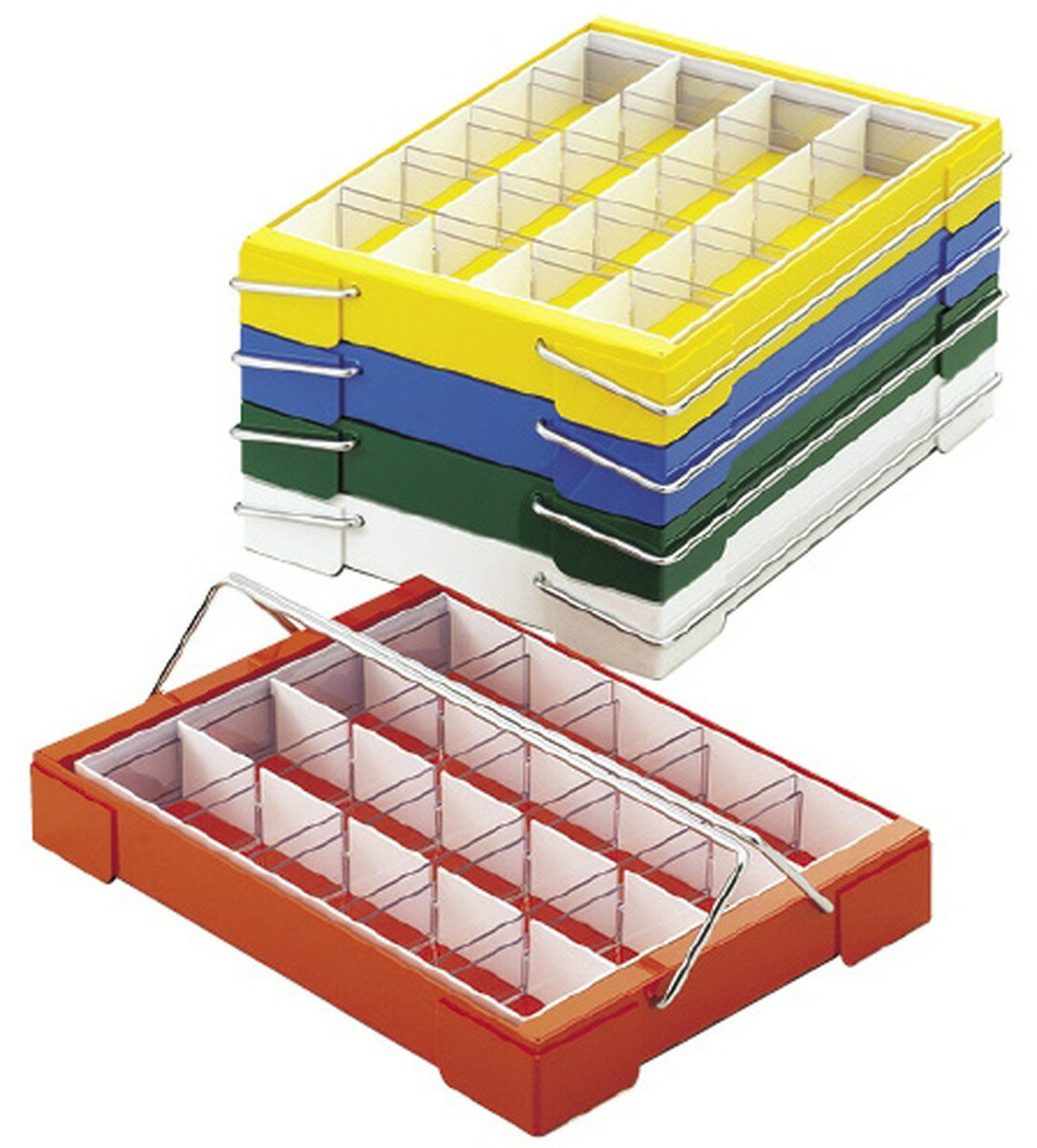 ★ポイント最大16倍★【送料無料】-カラー散薬トレー（20人用）取手付 6143-03(イエロー) 品番 my23-5661-01-- 1入り-【MY医科器機】JAN