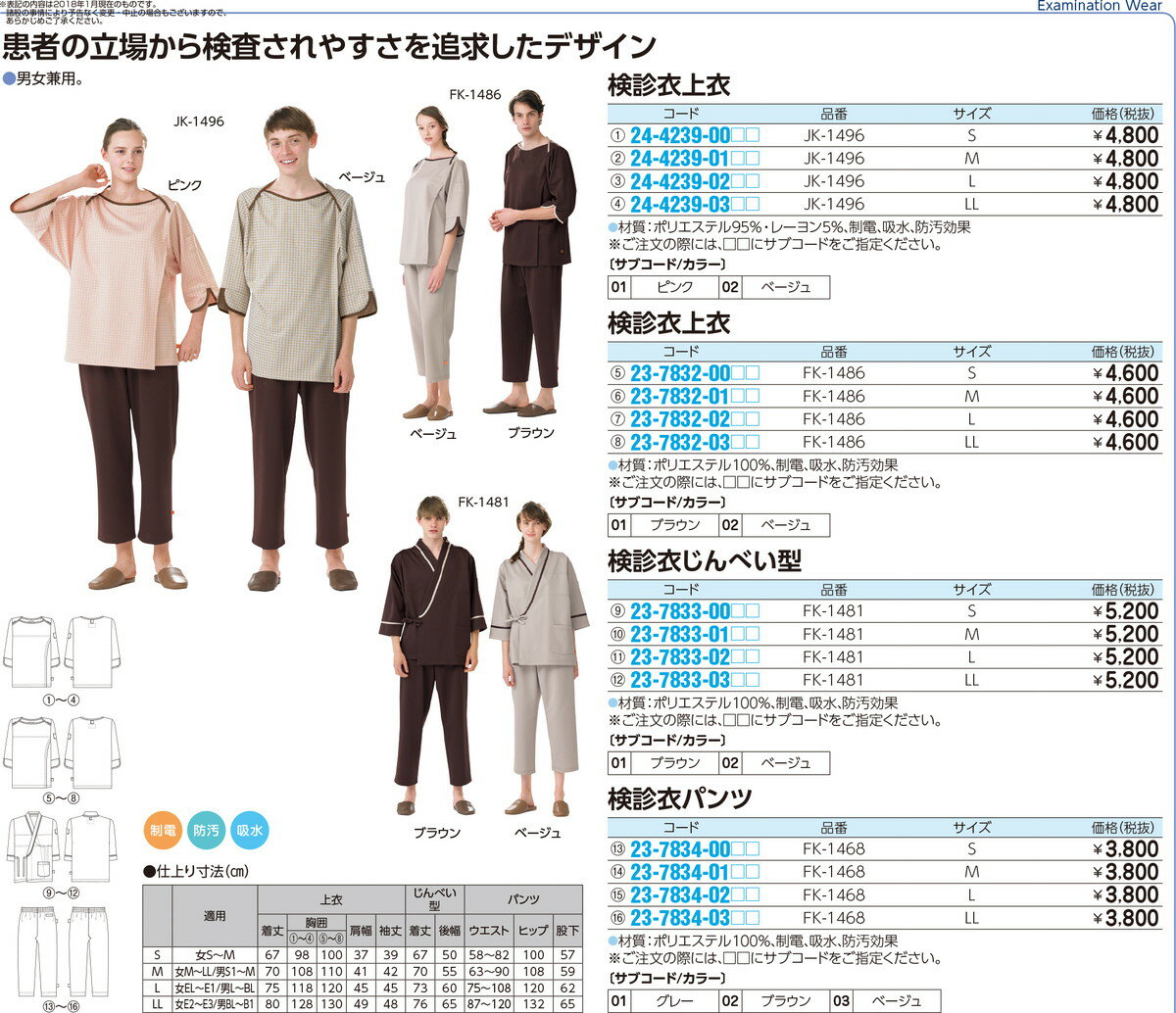 ★ポイント最大16倍★【全国配送可】-検診衣上衣 JK-1496(S) 品番 my24-4239-0002 1入り-【MY医科器機】JAN 4545516111643 2