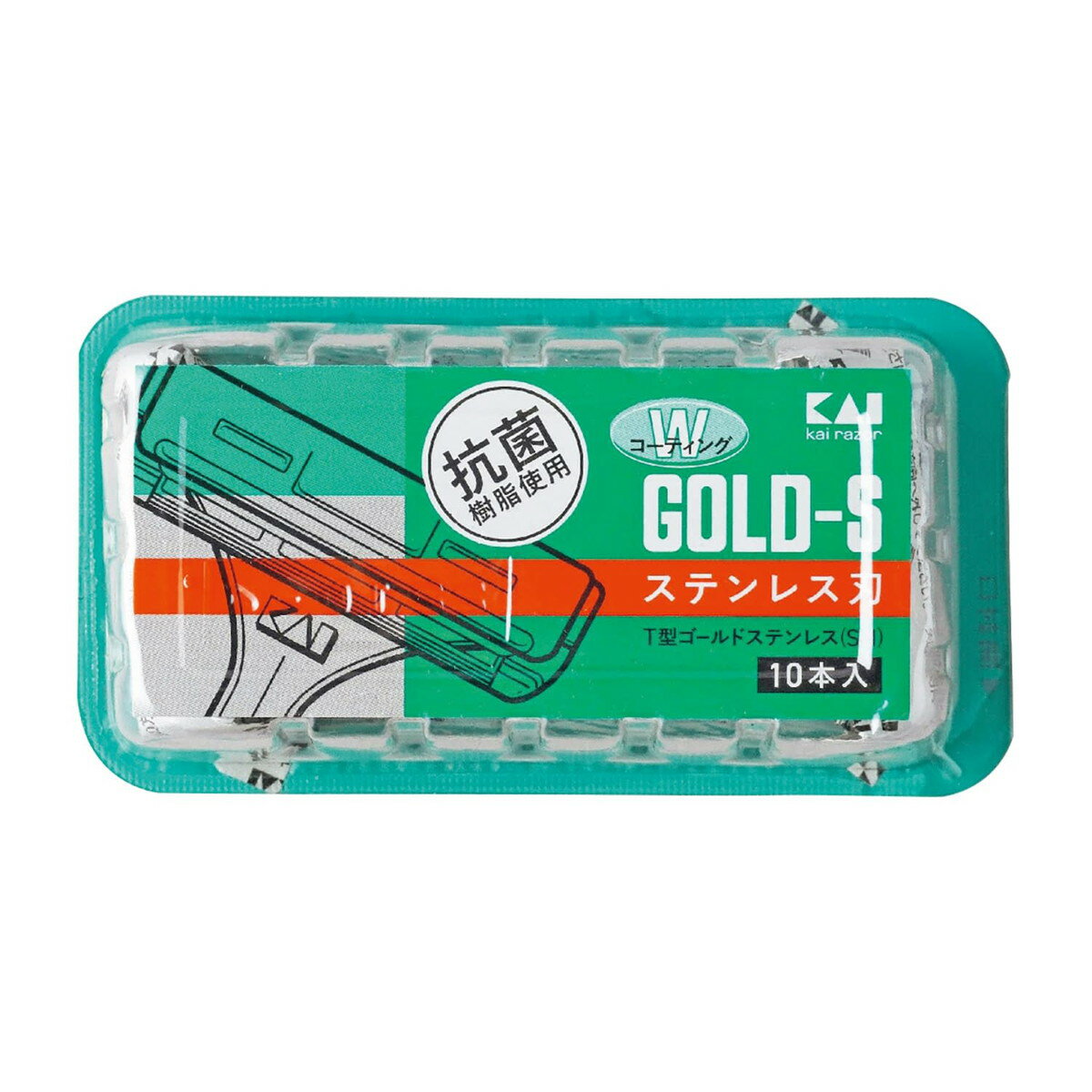 ★ポイント最大16倍★【全国配送可】-貝印カミソリ　T型ゴールドステンレス TGS-10B1(10ホンイリ) 品番 m..