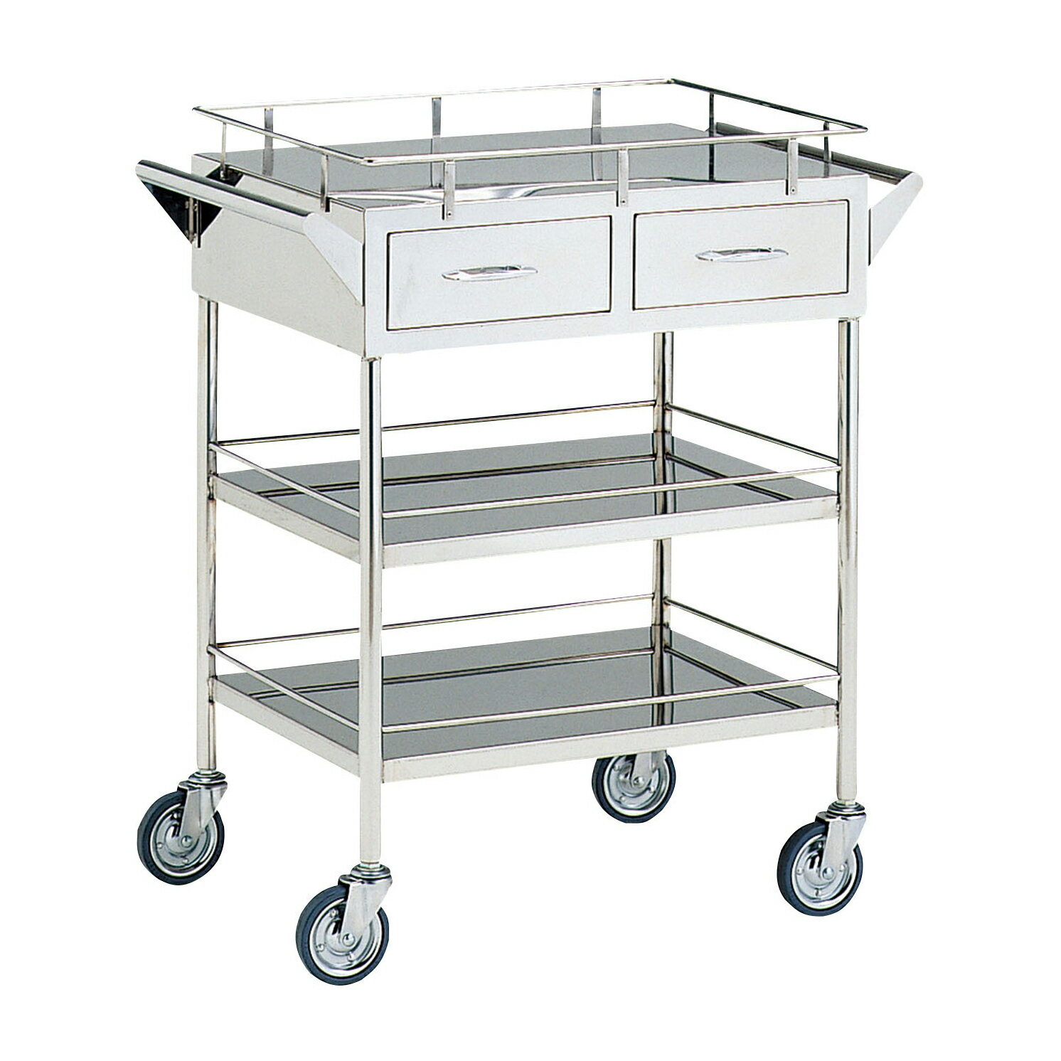 ★ポイント最大16倍★【送料無料】-マツヨシ回診車　引出付　三段（静音） MY-1506S(750X450X800 品番 my01-2325-03-- 1入り-【MY医科器機】JAN 4535847005865