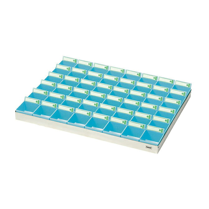 ★ポイント最大16倍★【送料無料】-投薬トレー（48人用） ST-48B(ステン/ブルー) 品番 my19-7685-03-- 1入り-【MY医科器機】JAN 4560142172851