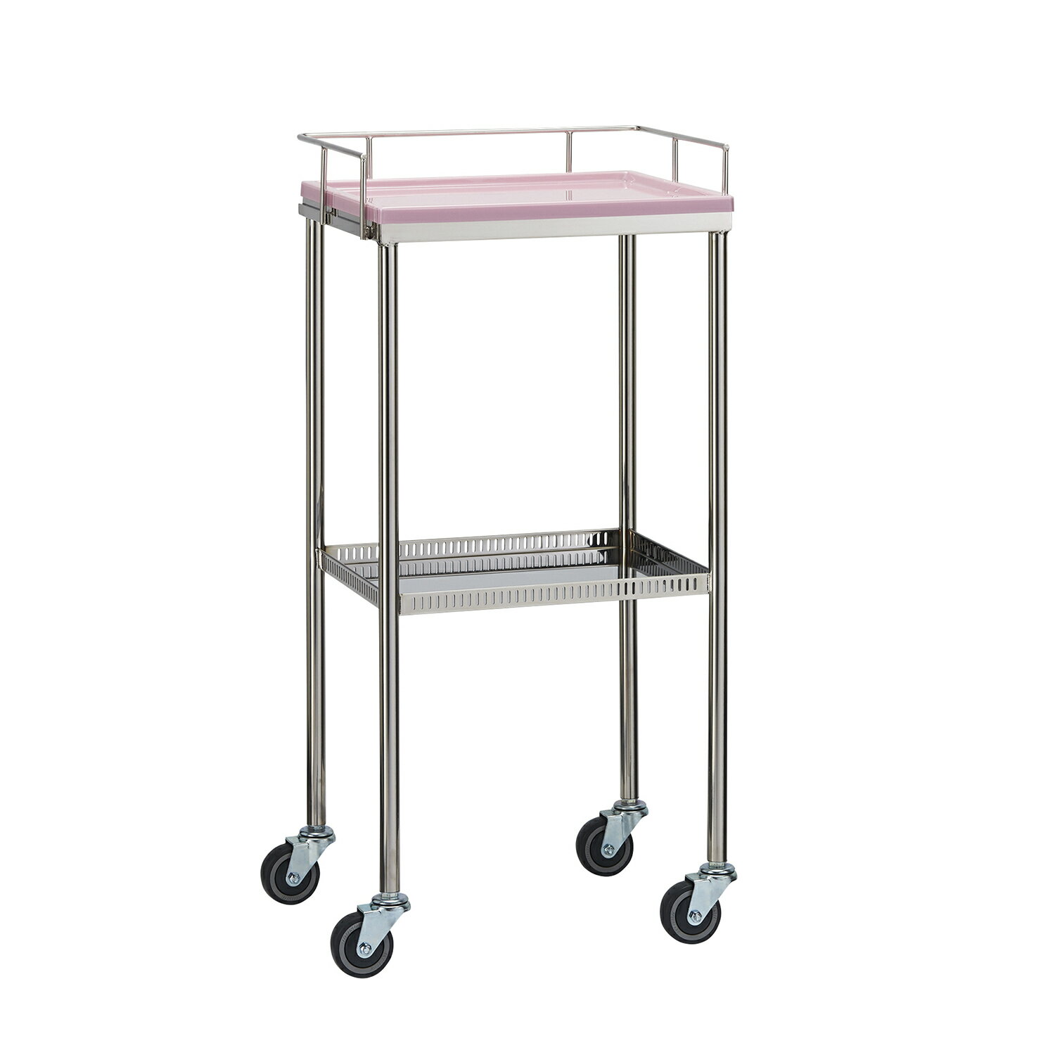 ★ポイント最大16倍★【送料無料】-ナースワゴン（2段） YL-NW1P(ピンク) 品番 my23-5236-01-- 1入り-【MY医科器機】JAN 4535847014447