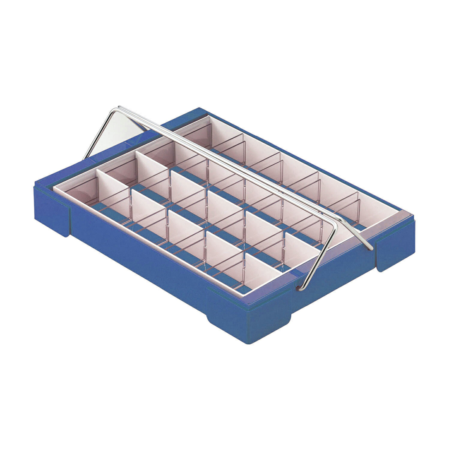 ★ポイント最大16倍★【送料無料】-カラー散薬トレー（20人用）取手付 6143-04(ブルー) 品番 my23-5661-02-- 1入り-【MY医科器機】JAN