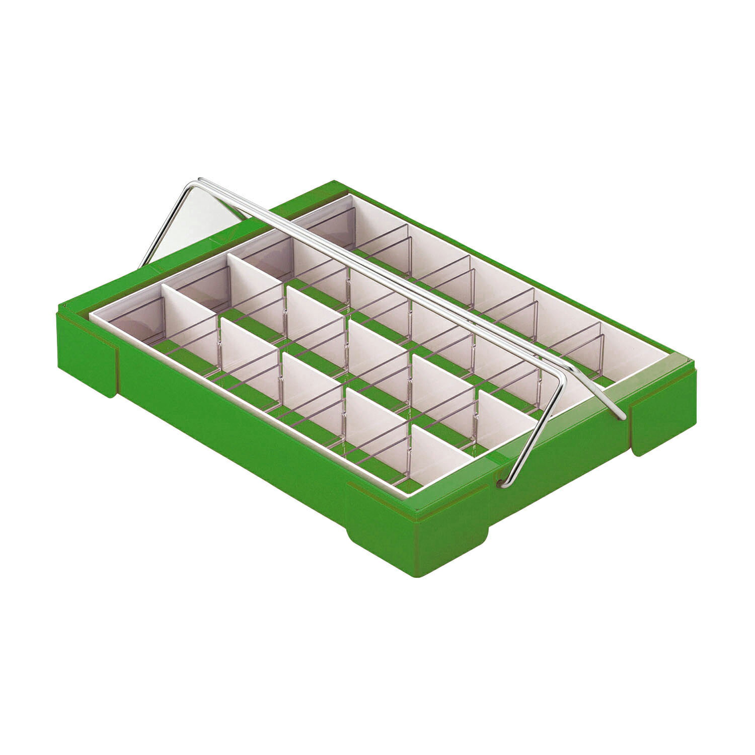 ★ポイント最大16倍★【送料無料】-カラー散薬トレー（20人用）取手付 6143-05(グリーン) 品番 my23-5661-03-- 1入り-【MY医科器機】JAN