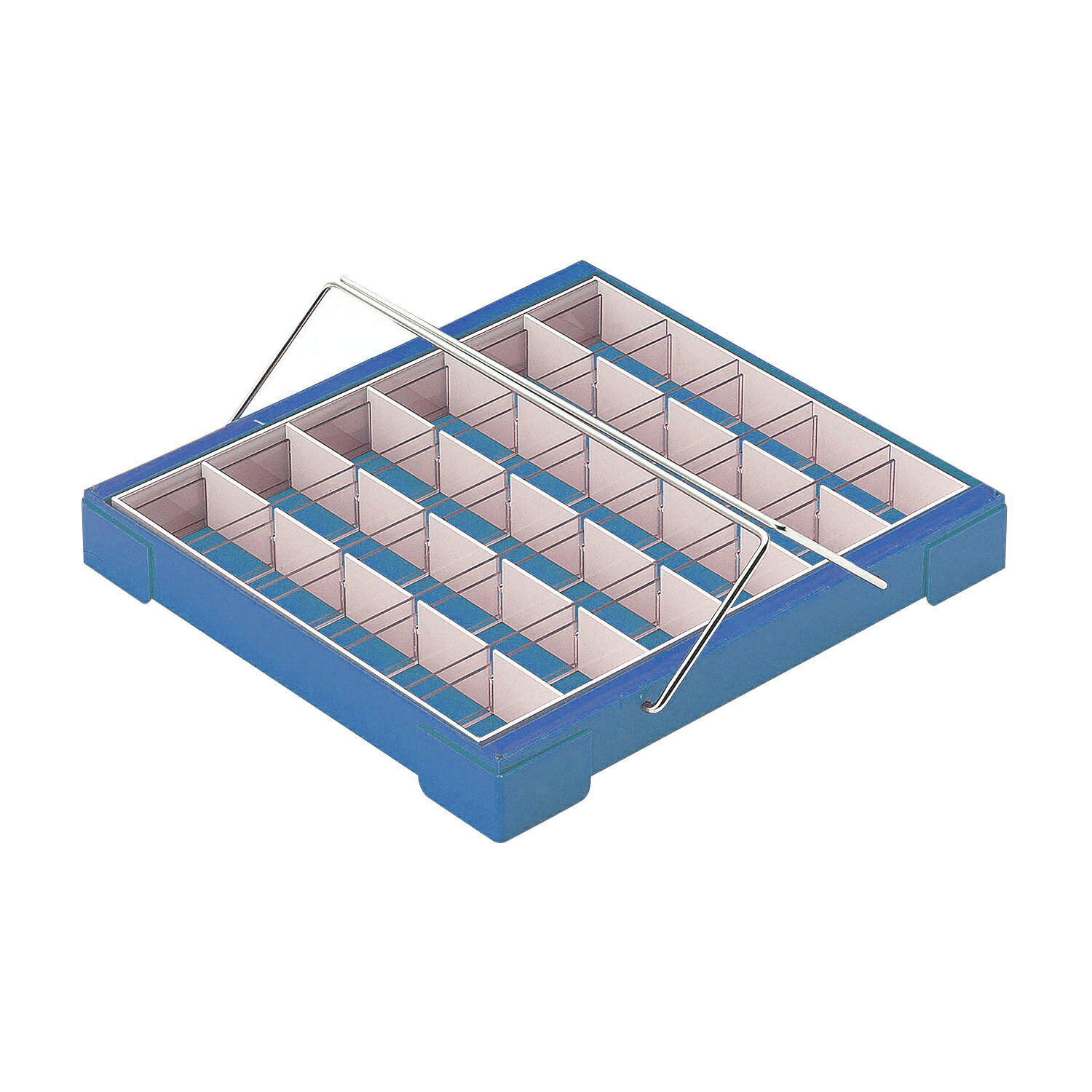 ★ポイント最大16倍★【送料無料】-カラー散薬トレー（30人用）取手付 6144-04(ブルー) 品番 my23-5662-02-- 1入り-【MY医科器機】JAN