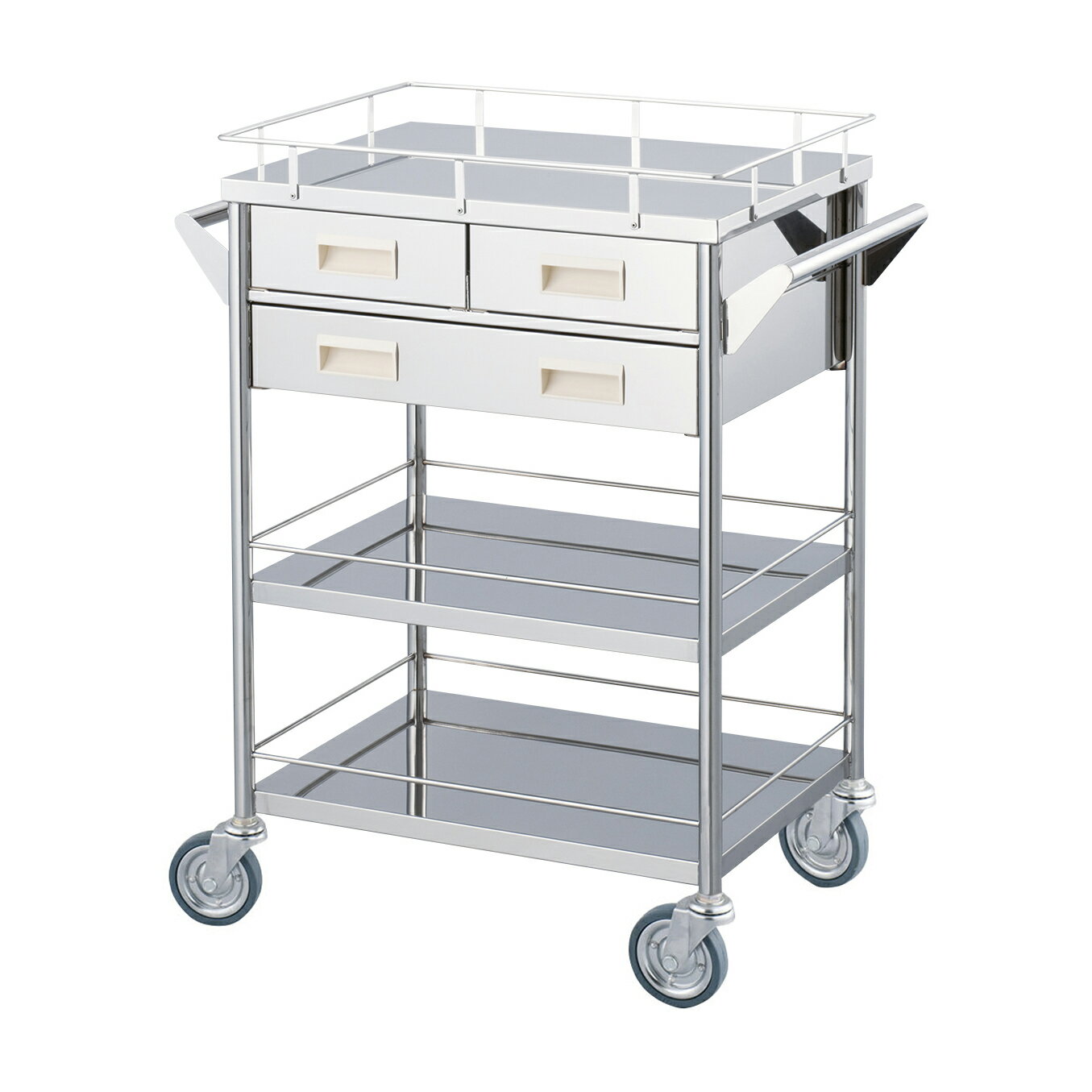 ★ポイント最大16倍★【送料無料】-マツヨシ回診車　引出3コ付（三段） MY-1537(600X450X860) 品番 my23-6006-02-- 1入り-【MY医科器機】JAN 4535847007241