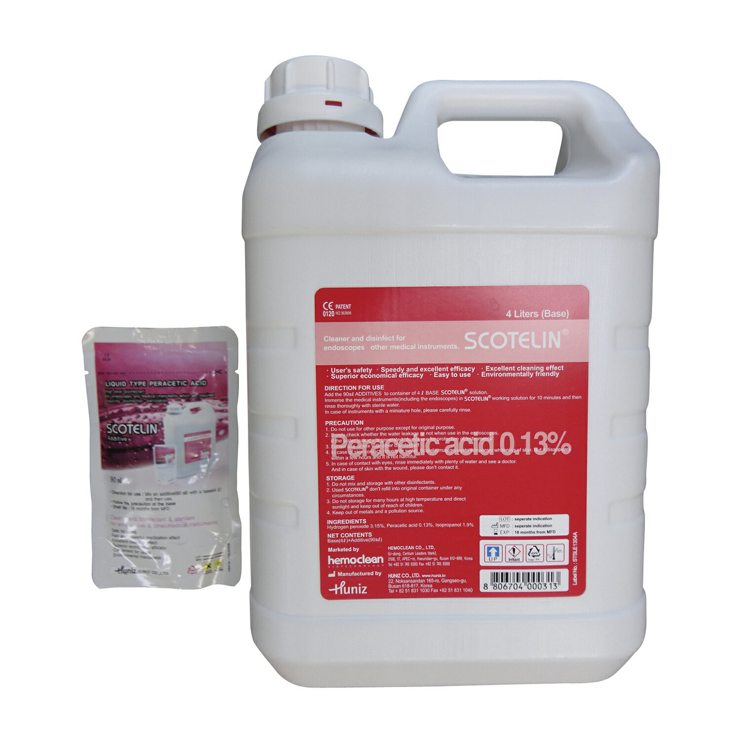 ★ポイント最大16倍★【送料無料】-過酢酸系除菌洗浄剤　スコテリン 4LX2ホンイリ(テンカザイ2コツキ) 品番 my24-2472-00-- 1入り-【MY医科器機】JAN 8806704000313