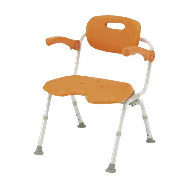 ★ポイント最大16倍★【送料無料】-シャワーチェアワイドSPU型折りたた PN-L41621D(オレンジ) 品番 my24-..