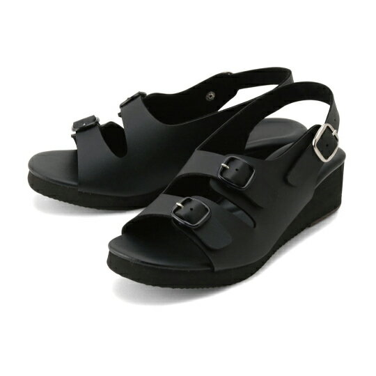 ★ポイント最大16倍★【全国配送可】-2バックルサンダル KS-102(ブラック) 品番 my25-3438-0401 1入り-【..