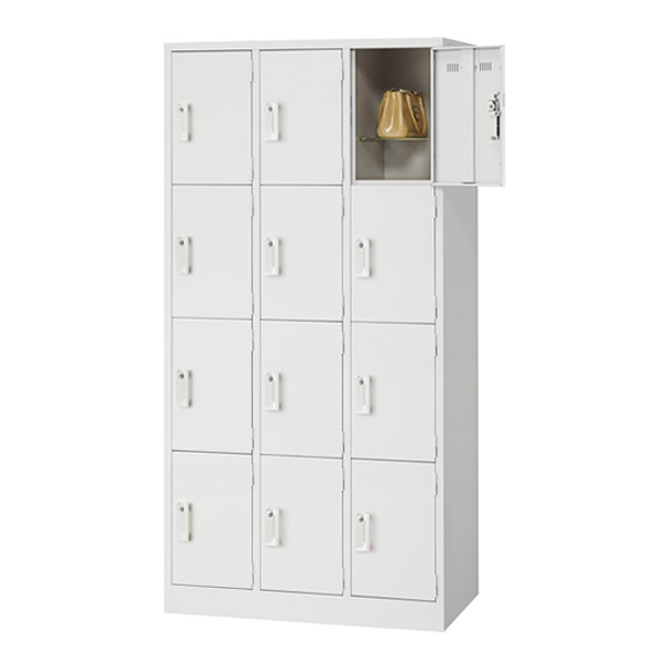 ★ポイント最大16倍★【通販限定価格】-AKL更衣ロッカー 鍵付き ホワイト 12人用 AKL-W1
