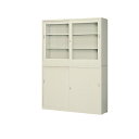 ★ポイント最大16倍★【通販限定価格】【上下セット】-引き違い書庫 (鍵付) G-43SG 【コード 1110】 +G-43SS 【コード 1111】 ガラス戸...