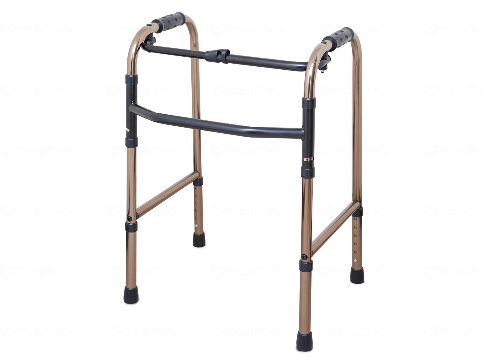 ★ポイント最大16倍★【全国配送可】-キャスターR付　折りたたみ式歩行器/ブロンズ/- アクションジャパン C2021R-BR　JAN 4560184163077 00428-000017 -【W介護用品】