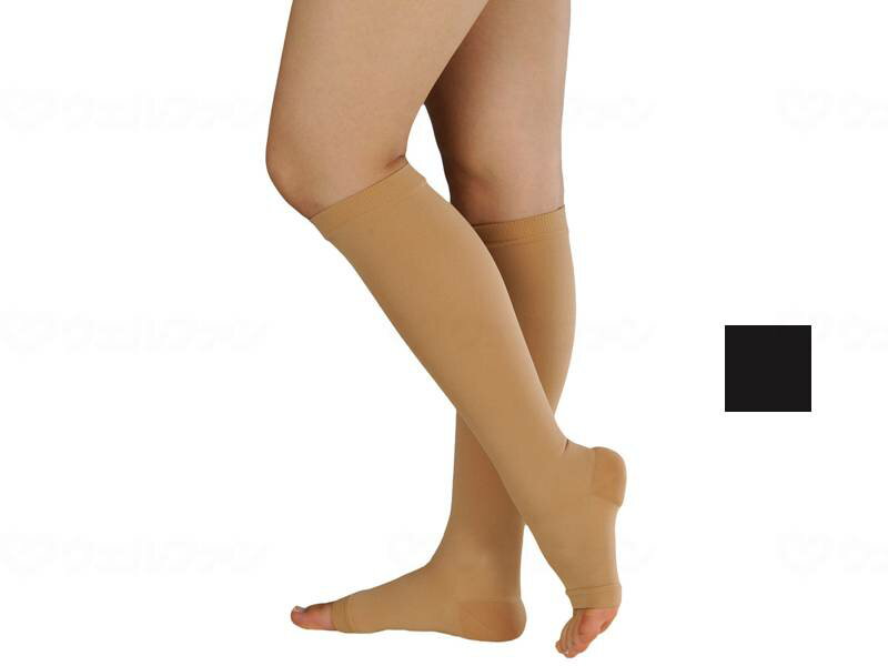 ★いまだけ！ポイント最大16倍★【全国配送可】-アンシルク・3ハイソックス（つま先なし）/ブラック/SS アルケア 18635　JAN 4900070186351 -【W介護用品】