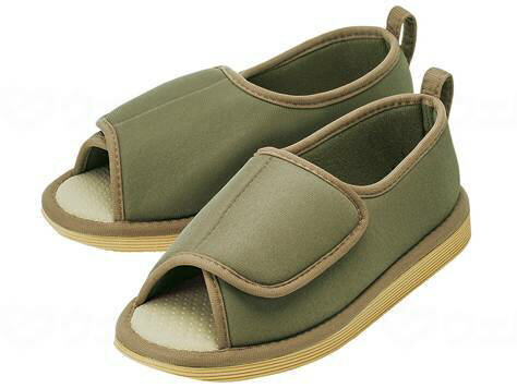 ★ポイント最大16倍★【全国配送可】-転倒予防シューズ つま先なし/うぐいす/LL 竹虎 091245 JAN 4958995912456 -【W介護用品】