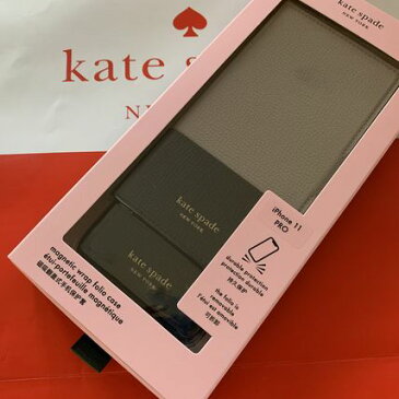 ケイトスペード　Kate spade　手帳型と単品使用　バイカラーiPhone 11　PRO ブラック／ベージュ　代引き不可