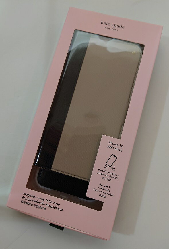 ケイトスペード iPhone Case 12Pro Max　Kate spade　アイフォン ケース 手帳型と単品使用 iPhone 12Pro 　Max ブラック/ベージュ　バイカラー　代引き不可【あす楽対応】