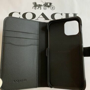 ★コーチ iPhone 13 Pro ケース coach シグネーチャ柄 チャコールグレー 手帳型アイフォーンケース 13 Pro【あす楽対応】 代引き不可