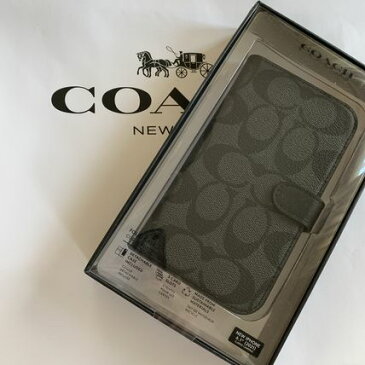 ★コーチ iPhone 13 Pro ケース coach シグネーチャ柄 チャコールグレー 手帳型アイフォーンケース 13 Pro【あす楽対応】 代引き不可