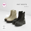 ブーツ レディース ニット 厚底 yuki (ドキ子) さん コラボ ニットブーツ ROOM スクエアトゥ 秋冬 ブラック ベージュ 大人可愛い モヘア素材 履...