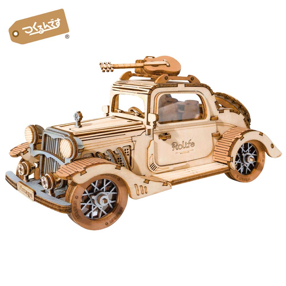 旅に出る?ミニチュアの車を作ろう【公式】つくるんです TG504 「ビンテージカー」/あんしん日本語説明書付 3D ウッドパズル 手作りキット 脳トレ 父の日 ...