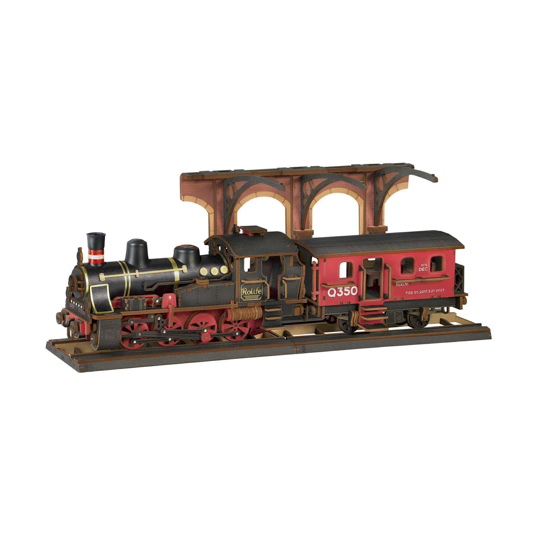 色付きの組み立てキット【公式】つくるんです 「機関車の旅」TGS01/あんしん日本語説明書・サポート付 3Dウッドパズル 手作 工作 おうち時間 誕生日 知育 汽車