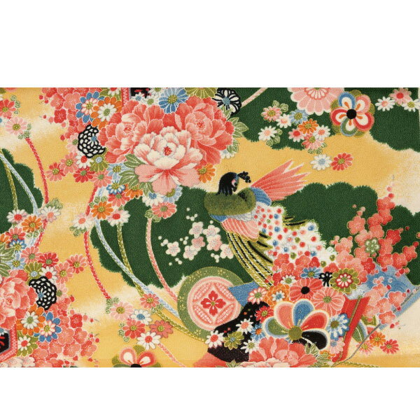 一越ちりめん 古典柄 友禅 (最低単位30cm～10cm単位の切売) | ハンドメイド 手作り バック作り ポーチ作り 小物 ちりめん 和調 和柄 京都 小紋柄 レーヨン