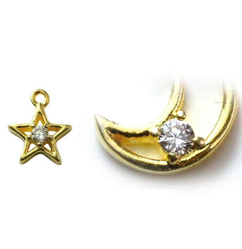 チャーム アクセサリーパーツ 石付き星 6mm 4個入| つくる楽しみ