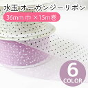 リボン 水玉オーガンジーリボン 36mm巾×15m巻 大巻 りぼん ドット モルドールデコパーツ