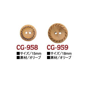 Fruit Button - ナチュラル ボタン 15mm ( 6個入 ) CG-958_959 | つくる楽しみ
