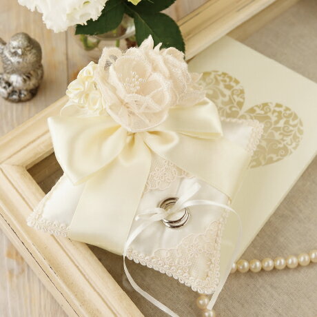 ブーケレースとリボンのピロー ハマナカ ウェディングキット HAMANAKA ハマナカ ブライダル 結婚式 キ..