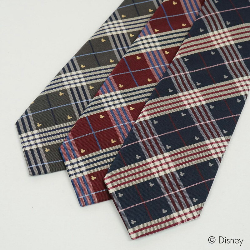 ディズニー／ネクタイ 　(チェック柄) ネイビー、 レッド、グレー Disney necktie シ ...