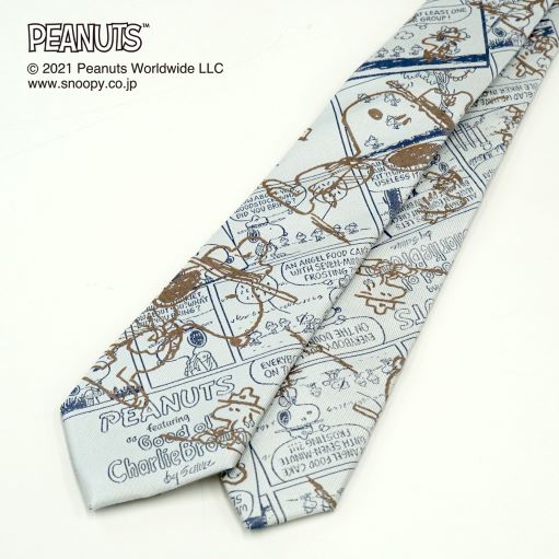 ピーナッツ／スヌーピー （スヌーピー＆ウッドストック：コミック柄）シルバープレゼント ギフト Peanuts necktie オススメ シルク100% ブランドネクタイ ネクタイブランド 送料無料敬老の日