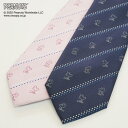 ストライプ ピーナッツ／ネクタイ　(ウッドストック：ドットストライプ柄)ネイビー、ピンクプレゼント ギフト Peanuts necktie ブランドネクタイ ネクタイブランド 敬老の日　キャラクター　ビジネス　フレッシャーズ　スヌーピー　チェンジタイ