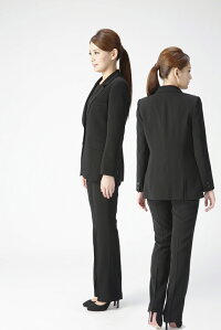 【ブラックフォーマル】新商品!【あす楽】【即日発送】【送料無料】喪服丈長ジャケットジャケット、ブラウス、パンツの3ピーススーツオールシーズンレディースS/M/L